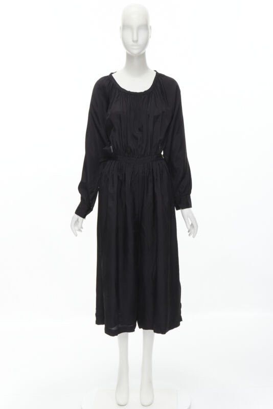 Comme des Garcons vintage COMME DES GARCONS TRICOT 1989 black rayon open back wide leg jumpsuit M Size 28" / US 6 / IT 42 - 12 Thumbnail