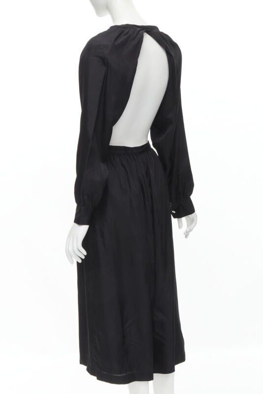 Comme des Garcons vintage COMME DES GARCONS TRICOT 1989 black rayon open back wide leg jumpsuit M Size 28" / US 6 / IT 42 - 6 Thumbnail