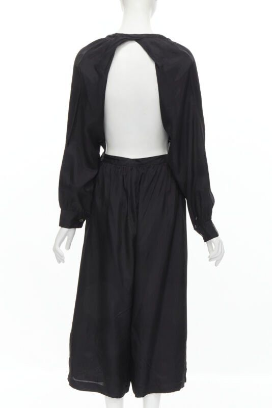 Comme des Garcons vintage COMME DES GARCONS TRICOT 1989 black rayon open back wide leg jumpsuit M Size 28" / US 6 / IT 42 - 5 Thumbnail