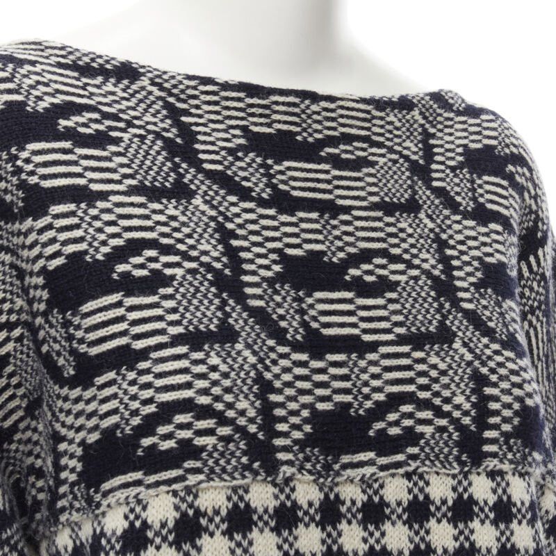 Comme des Garcons COMME DES GARCONS Tricot Vintage 1980s grey intarsia checker sweater M Size M / US 6-8 / IT 42-44 - 2 Thumbnail