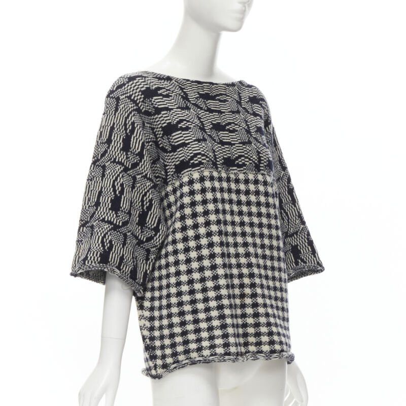 Comme des Garcons COMME DES GARCONS Tricot Vintage 1980s grey intarsia checker sweater M Size M / US 6-8 / IT 42-44 - 3 Thumbnail