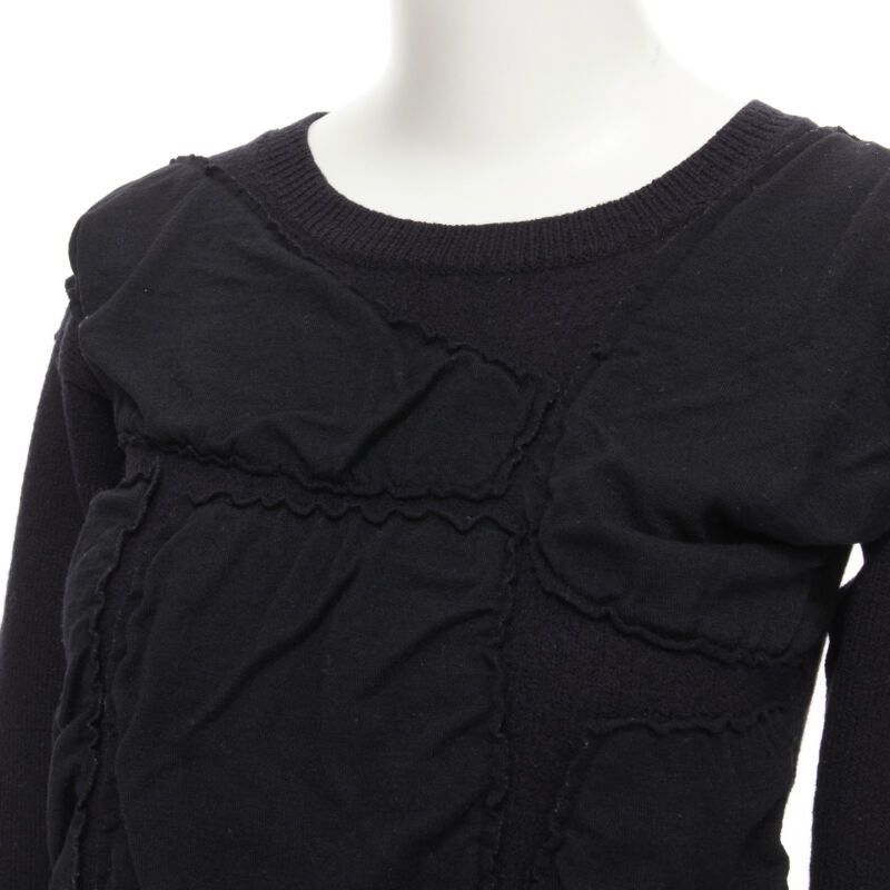 Comme des Garcons vintage COMME DES GARCONS 1980s bubble patchwork shrunken boiled wool sweater Size M / US 6-8 / IT 42-44 - 2 Thumbnail