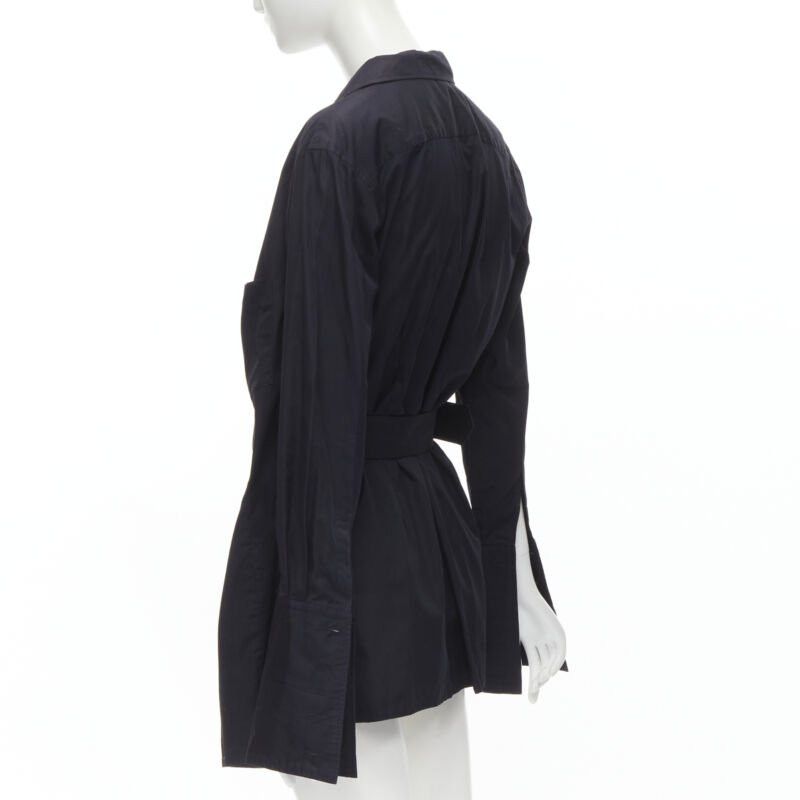 Comme des Garcons COMME DES GARCONS Vintage 1980s black asymmetric belted deconstructed blazer M Size M / US 6-8 / IT 42-44 - 6 Thumbnail