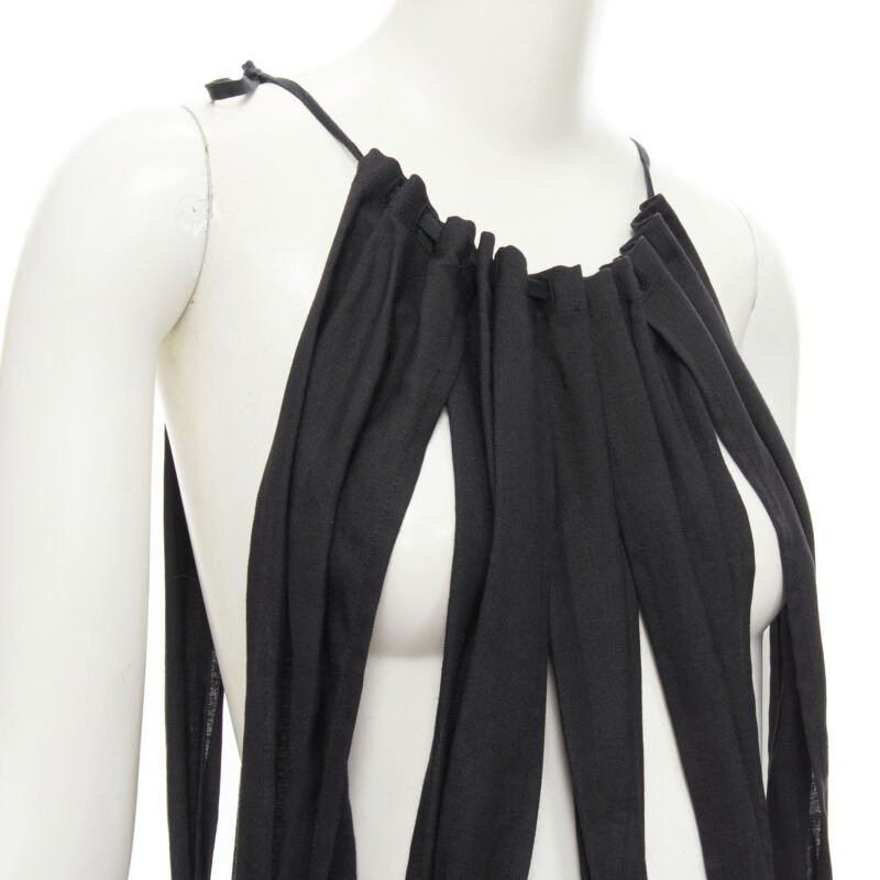 Yohji Yamamoto YOHJI YAMAMOTO 1980's Vintage black linen suspender strap peplum jumpsuit S Size 27" / US 4 / IT 40 - 2 Thumbnail
