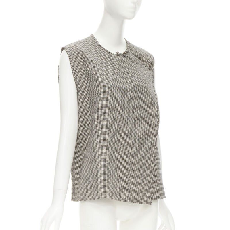 Comme des Garcons COMME DES GARCONS Vintage grey houndstooth bell button foldover boxy vest Size M / US 6-8 / IT 42-44 - 4 Thumbnail