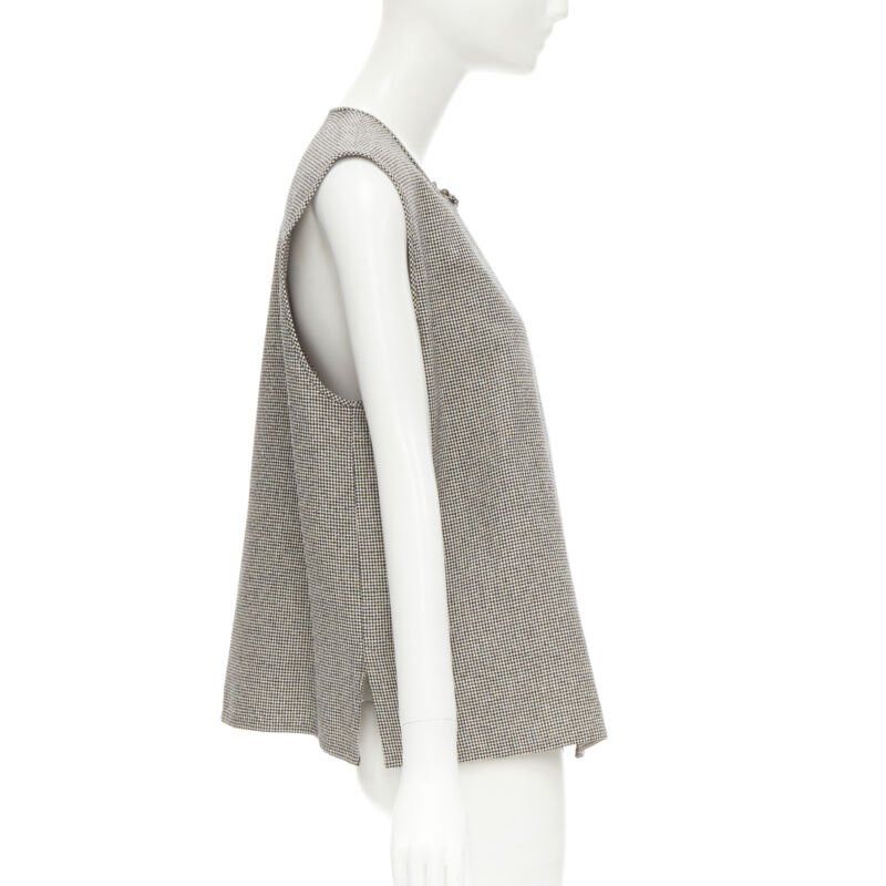 Comme des Garcons COMME DES GARCONS Vintage grey houndstooth bell button foldover boxy vest Size M / US 6-8 / IT 42-44 - 5 Thumbnail
