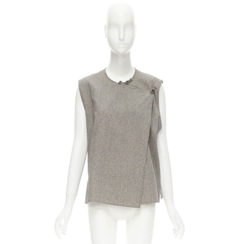 Comme des Garcons COMME DES GARCONS Vintage grey houndstooth bell button foldover boxy vest Size M / US 6-8 / IT 42-44 - 11 Thumbnail
