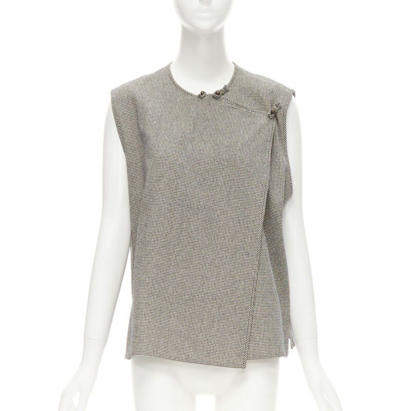 Comme des Garcons COMME DES GARCONS Vintage grey houndstooth bell button foldover boxy vest Size M / US 6-8 / IT 42-44 - 3 Thumbnail