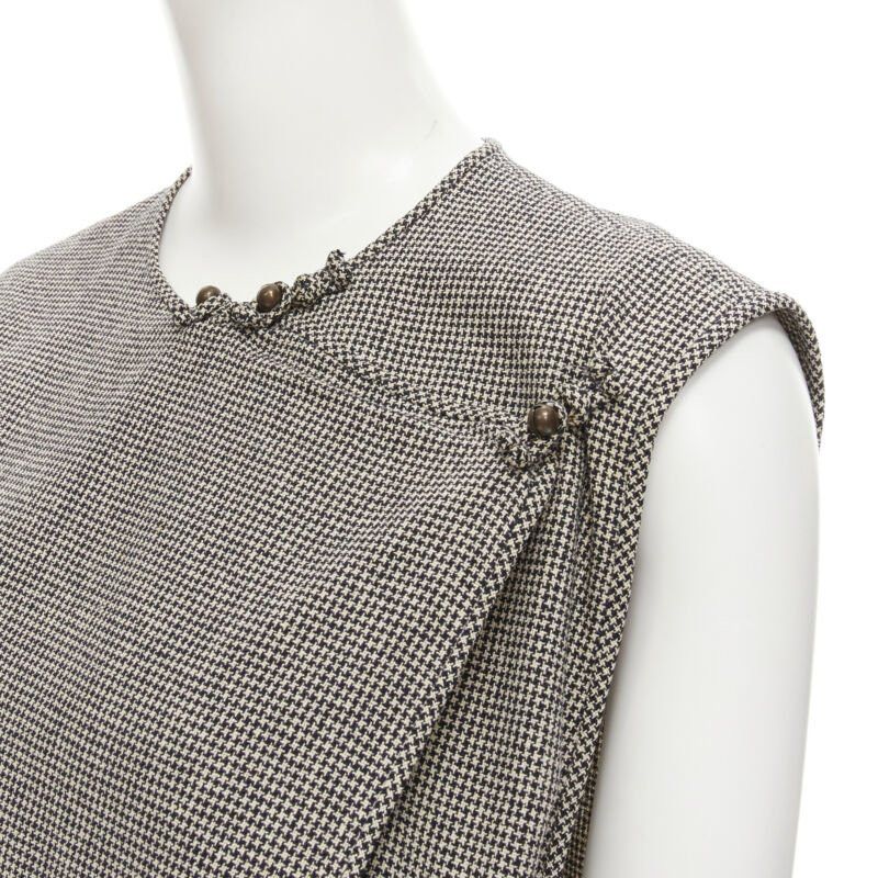 Comme des Garcons COMME DES GARCONS Vintage grey houndstooth bell button foldover boxy vest Size M / US 6-8 / IT 42-44 - 8 Thumbnail