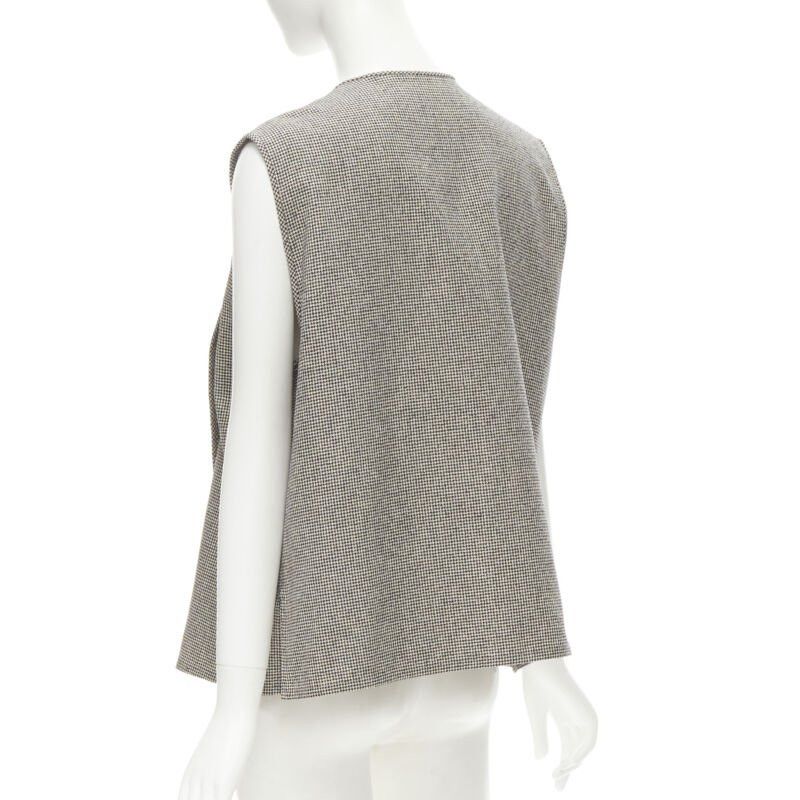 Comme des Garcons COMME DES GARCONS Vintage grey houndstooth bell button foldover boxy vest Size M / US 6-8 / IT 42-44 - 7 Thumbnail