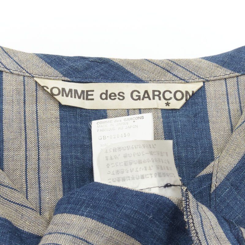 Comme des Garcons COMME DES GARCONS Vintage brown blue striped linen boxy fit shirt S Size S / US 4 / IT 40 - 9 Thumbnail