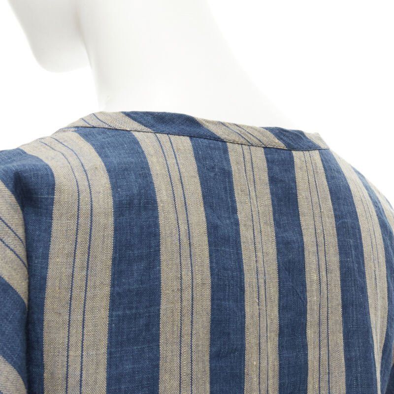 Comme des Garcons COMME DES GARCONS Vintage brown blue striped linen boxy fit shirt S Size S / US 4 / IT 40 - 8 Thumbnail