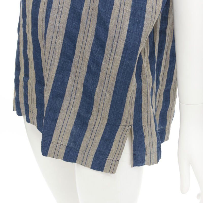 Comme des Garcons COMME DES GARCONS Vintage brown blue striped linen boxy fit shirt S Size S / US 4 / IT 40 - 7 Thumbnail
