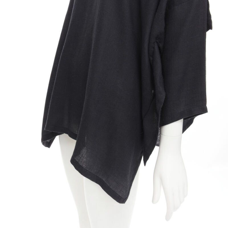 Comme des Garcons COMME DES GARCONS 1980s Vintage black linen square shorter back loose top S Size S / US 4 / IT 40 - 7 Thumbnail