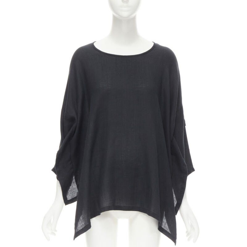 Comme des Garcons COMME DES GARCONS 1980s Vintage black linen square shorter back loose top S Size S / US 4 / IT 40 - 3 Thumbnail