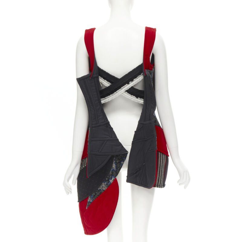 Comme des Garcons COME DES GARCONS 2001 Runway Vintage red velvet tweed deconstructed corset S Size S / US 4 / IT 40 - 5 Thumbnail