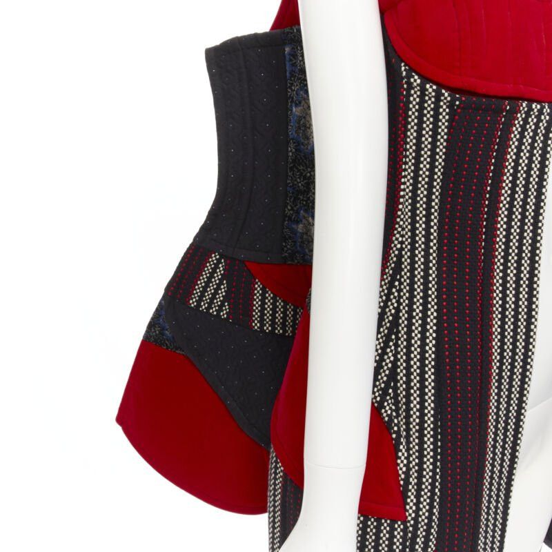 Comme des Garcons COME DES GARCONS 2001 Runway Vintage red velvet tweed deconstructed corset S Size S / US 4 / IT 40 - 8 Thumbnail