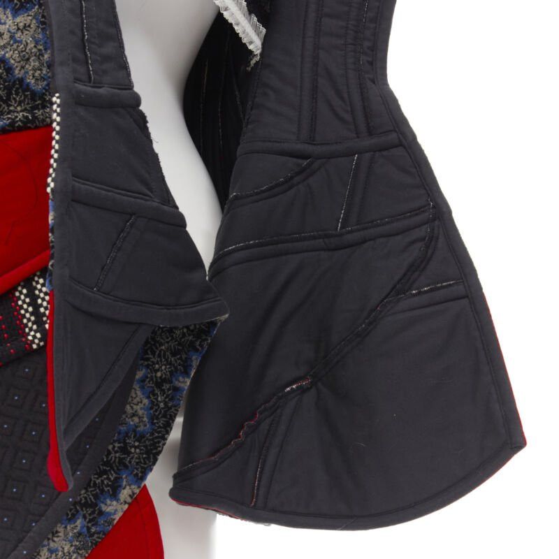 Comme des Garcons COME DES GARCONS 2001 Runway Vintage red velvet tweed deconstructed corset S Size S / US 4 / IT 40 - 10 Thumbnail