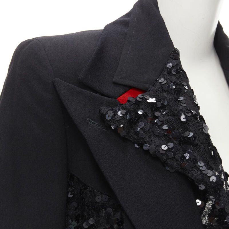 Comme des Garcons COMME DES GARCONS 1980's Vintage Runway black sequins mesh cropped jacket S Size ONE SIZE - 2 Thumbnail