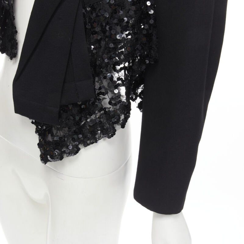 Comme des Garcons COMME DES GARCONS 1980's Vintage Runway black sequins mesh cropped jacket S Size ONE SIZE - 9 Thumbnail