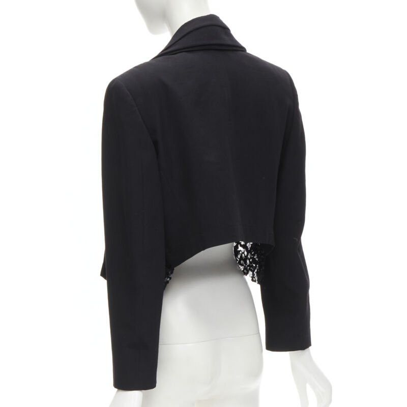 Comme des Garcons COMME DES GARCONS 1980's Vintage Runway black sequins mesh cropped jacket S Size ONE SIZE - 8 Thumbnail