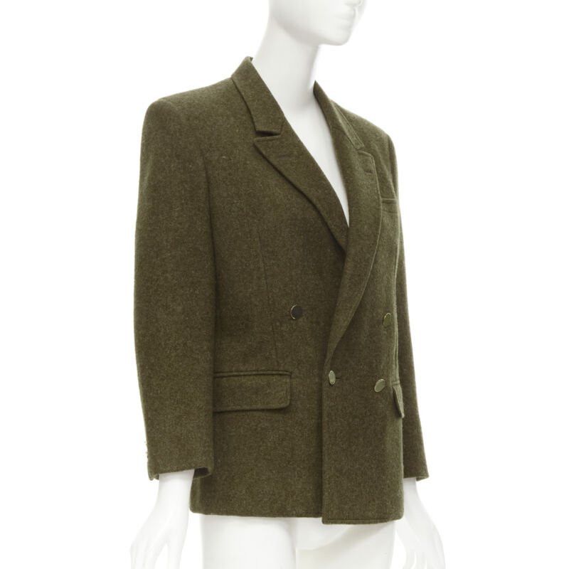 Comme des Garcons COMME DES GARCONS Vintage moss brown wool felt gold double breasted blazer M Size M / US 6-8 / IT 42-44 - 3 Thumbnail