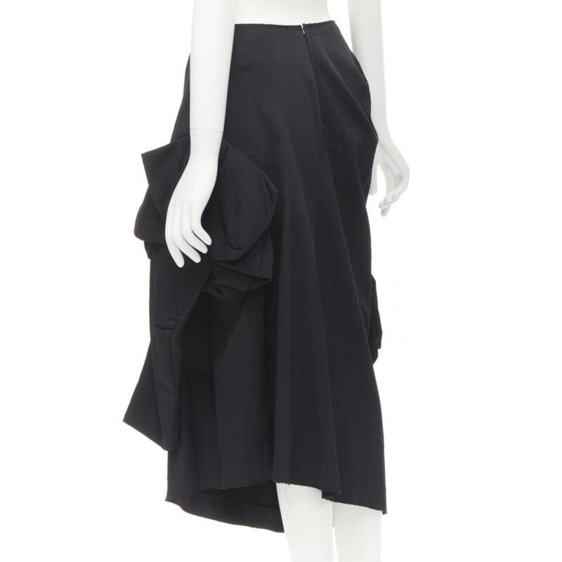 Comme des Garcons COMME DES GARCONS 2004 Vintage black rayon ruffle floral extra sleeve skirt S Size 27" / US 4 / IT 40 - 6 Thumbnail