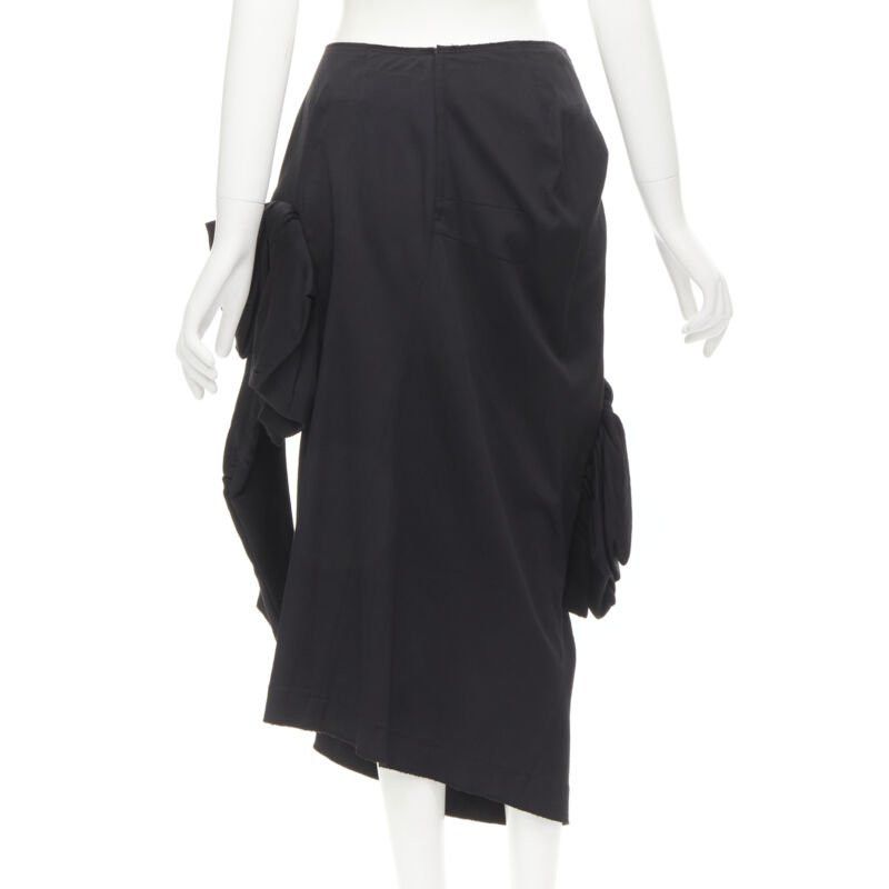 Comme des Garcons COMME DES GARCONS 2004 Vintage black rayon ruffle floral extra sleeve skirt S Size 27" / US 4 / IT 40 - 5 Thumbnail