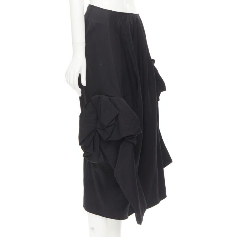 Comme des Garcons COMME DES GARCONS 2004 Vintage black rayon ruffle floral extra sleeve skirt S Size 27" / US 4 / IT 40 - 3 Thumbnail