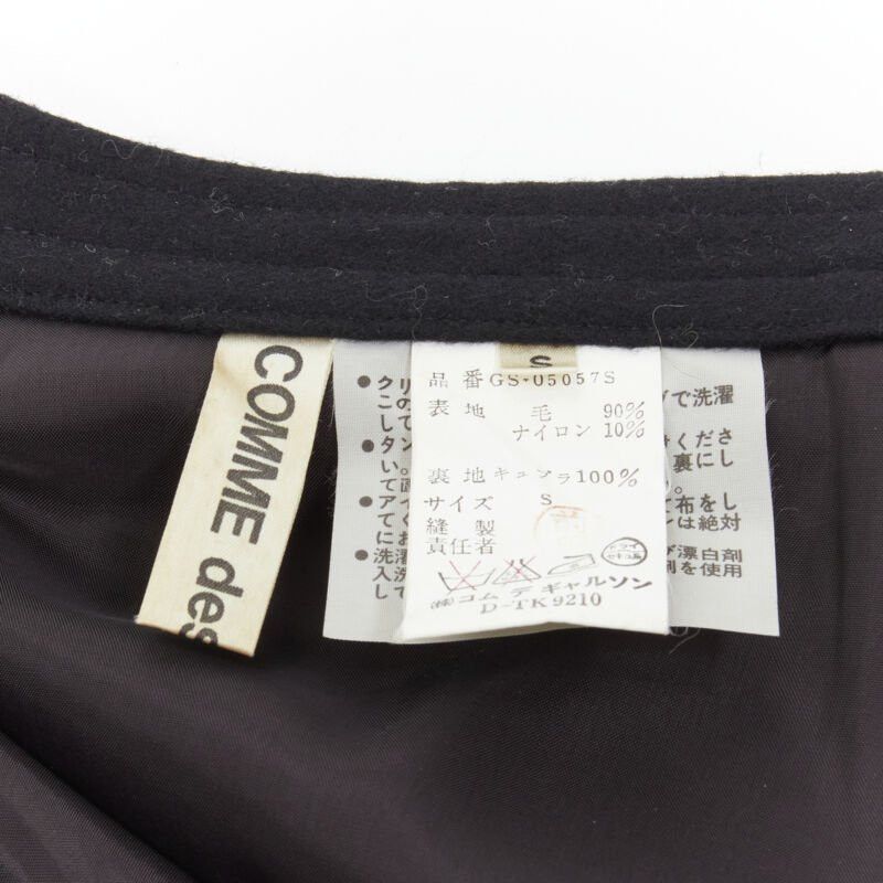 Comme des Garcons COMME DES GARCONS 1980s Vintage black wool felt asymmetric A-line flared skirt S Size 27" / US 4 / IT 40 - 8 Thumbnail