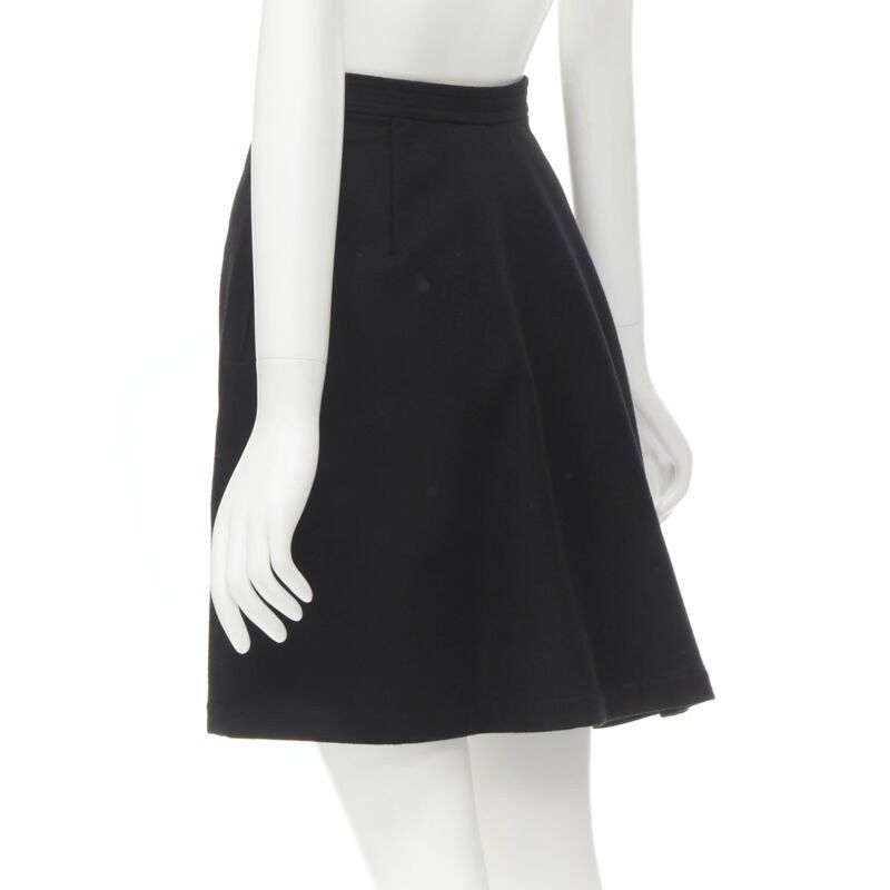 Comme des Garcons COMME DES GARCONS 1980s Vintage black wool felt asymmetric A-line flared skirt S Size 27" / US 4 / IT 40 - 6 Thumbnail