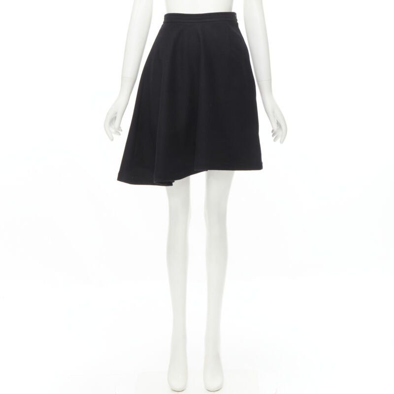 Comme des Garcons COMME DES GARCONS 1980s Vintage black wool felt asymmetric A-line flared skirt S Size 27" / US 4 / IT 40 - 9 Thumbnail