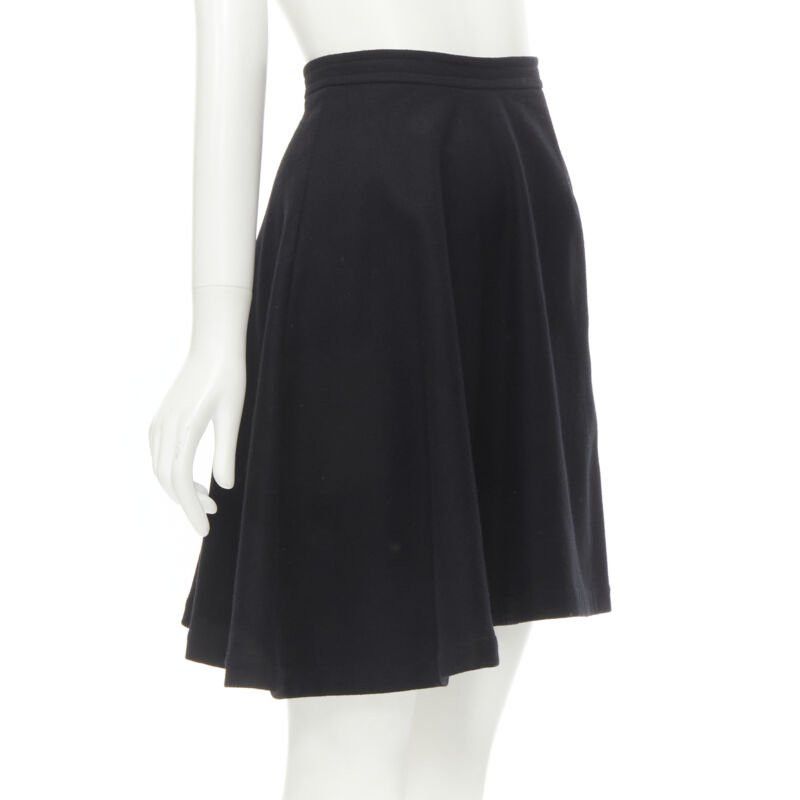 Comme des Garcons COMME DES GARCONS 1980s Vintage black wool felt asymmetric A-line flared skirt S Size 27" / US 4 / IT 40 - 3 Thumbnail