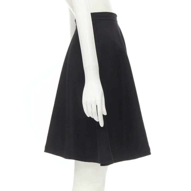 Comme des Garcons COMME DES GARCONS 1980s Vintage black wool felt asymmetric A-line flared skirt S Size 27" / US 4 / IT 40 - 4 Thumbnail