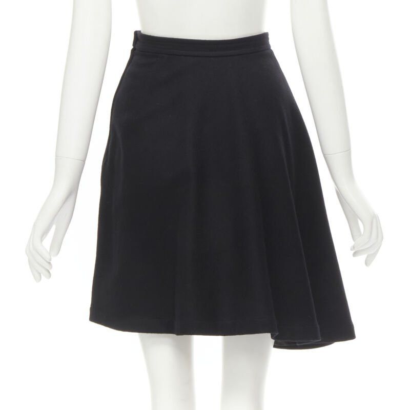 Comme des Garcons COMME DES GARCONS 1980s Vintage black wool felt asymmetric A-line flared skirt S Size 27" / US 4 / IT 40 - 5 Thumbnail
