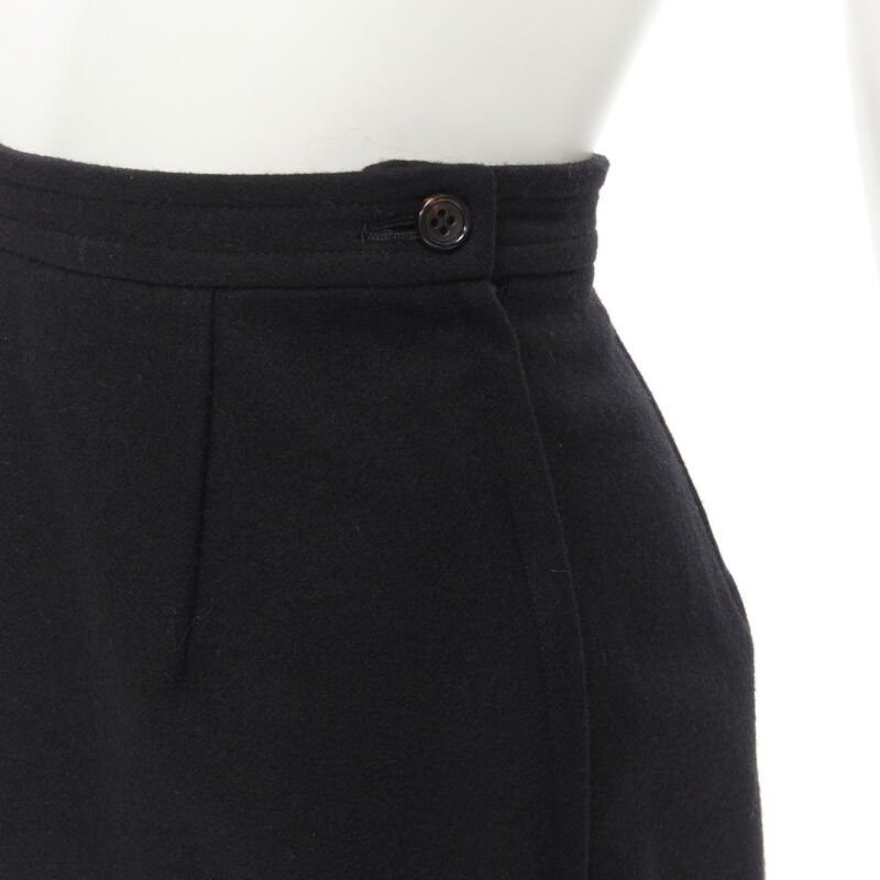 Comme des Garcons COMME DES GARCONS 1980s Vintage black wool felt asymmetric A-line flared skirt S Size 27" / US 4 / IT 40 - 2 Thumbnail