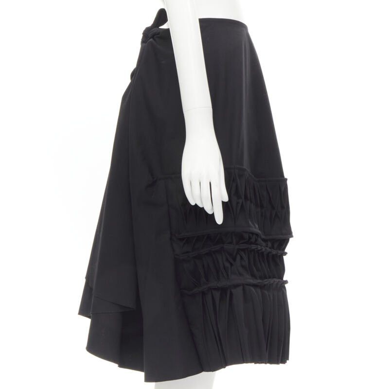 JUNYA WATANABE 1999 Runway Vintage black 3D origami pleated wrap skirt