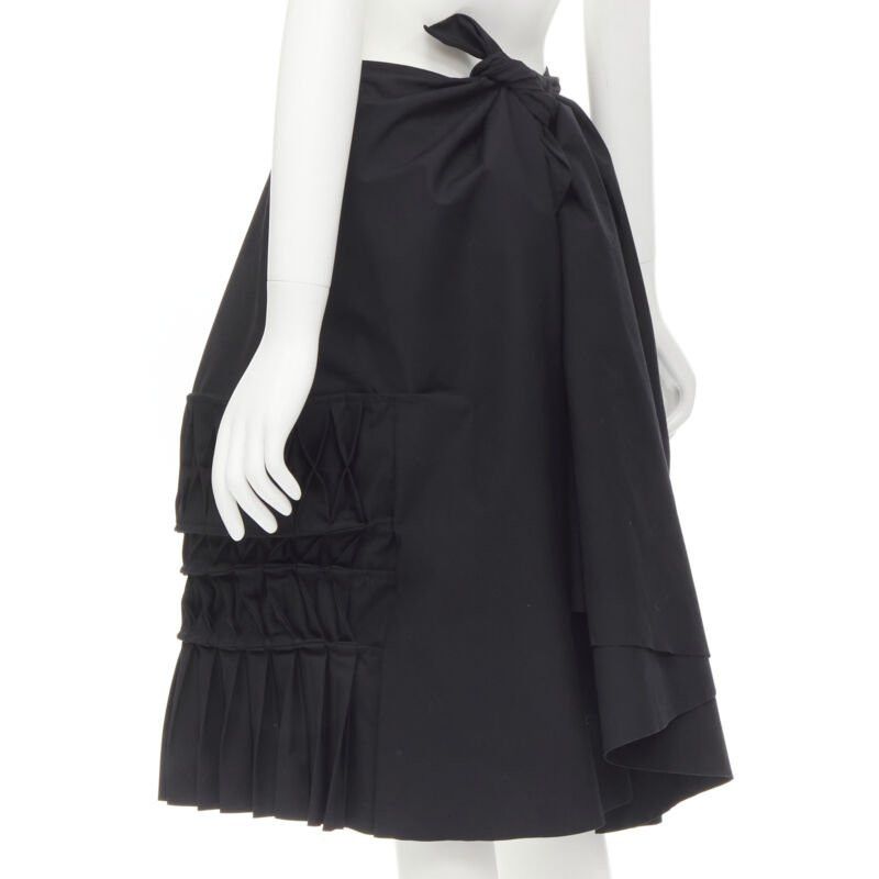 JUNYA WATANABE 1999 Runway Vintage black 3D origami pleated wrap skirt