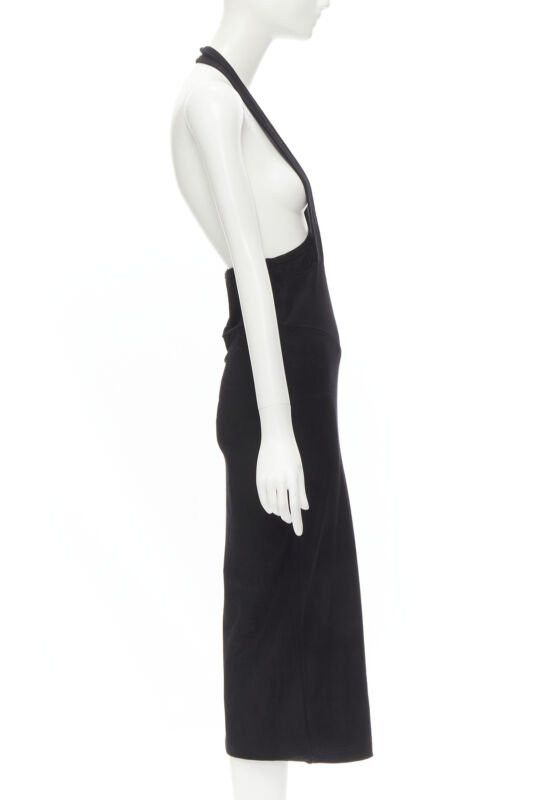 Comme des Garcons COMME DES GARCONS 1980s Vintage black nylon cotton halter bias skirt dress Size 26" / US 2 / IT 38 - 4 Thumbnail