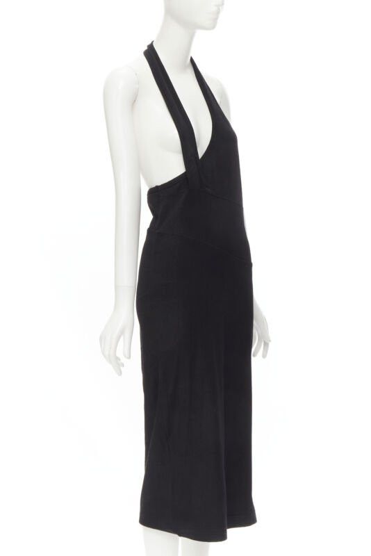 Comme des Garcons COMME DES GARCONS 1980s Vintage black nylon cotton halter bias skirt dress Size 26" / US 2 / IT 38 - 3 Thumbnail