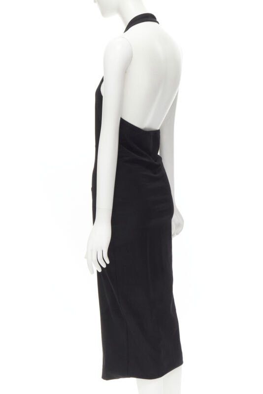 Comme des Garcons COMME DES GARCONS 1980s Vintage black nylon cotton halter bias skirt dress Size 26" / US 2 / IT 38 - 6 Thumbnail