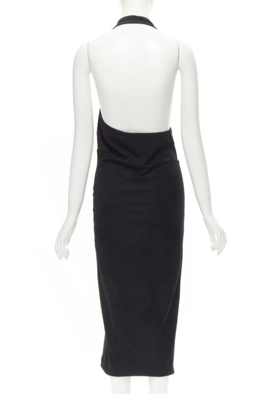 Comme des Garcons COMME DES GARCONS 1980s Vintage black nylon cotton halter bias skirt dress Size 26" / US 2 / IT 38 - 5 Thumbnail