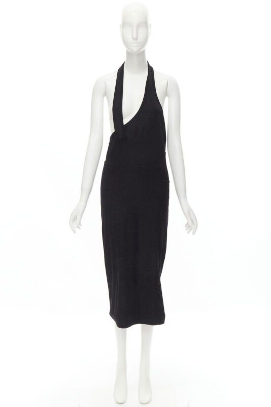 Comme des Garcons COMME DES GARCONS 1980s Vintage black nylon cotton halter bias skirt dress Size 26" / US 2 / IT 38 - 10 Thumbnail