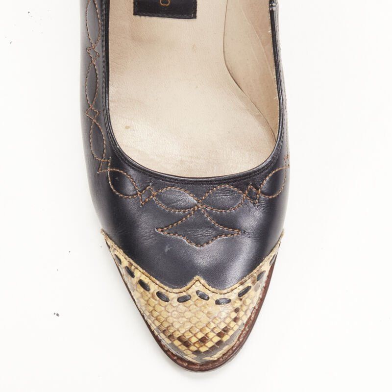 Comme des Garcons COMME DES GARCONS Vintage 1970s black leather western cuban heel JP24 EU36.5 Size US 6.5 / IT 36.5 - 6 Thumbnail