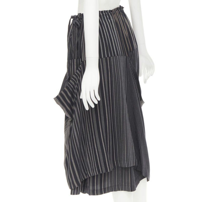 Comme des Garcons COMME DES GARCONS 1980's Vintage grey stripes deconstructed draped layered skirt Size 27" / US 4 / IT 40 - 5 Thumbnail