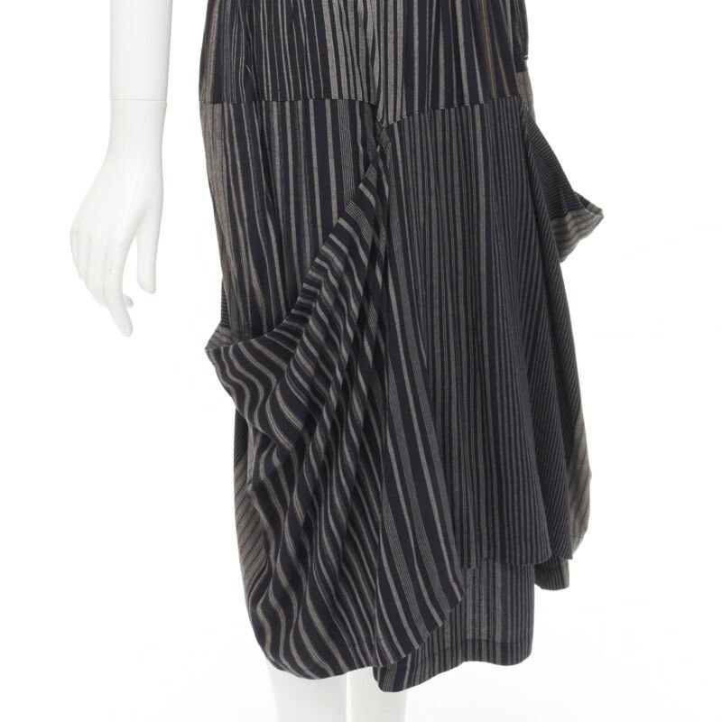 Comme des Garcons COMME DES GARCONS 1980's Vintage grey stripes deconstructed draped layered skirt Size 27" / US 4 / IT 40 - 6 Thumbnail