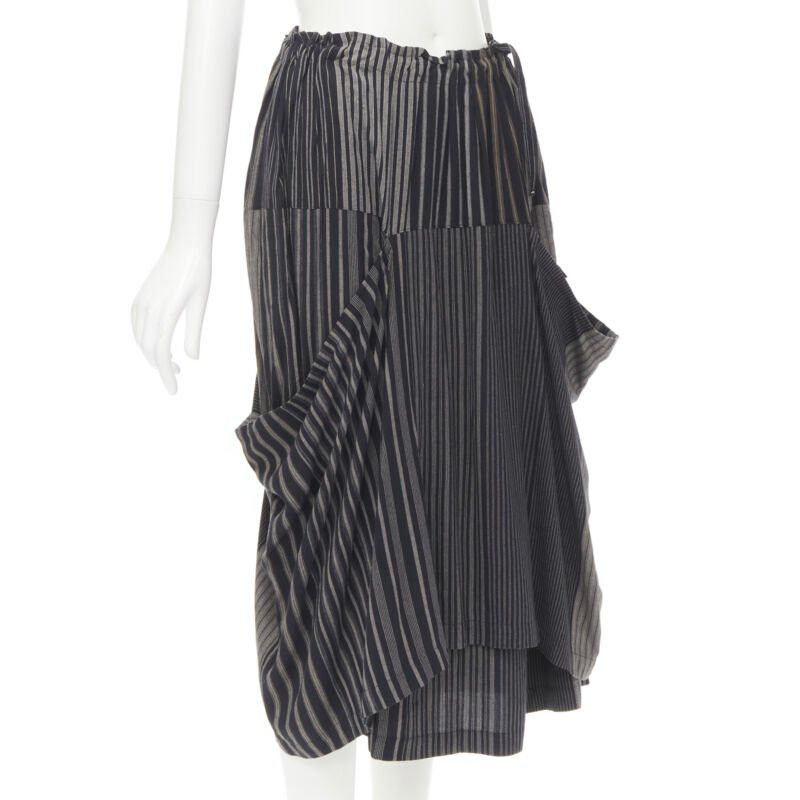 Comme des Garcons COMME DES GARCONS 1980's Vintage grey stripes deconstructed draped layered skirt Size 27" / US 4 / IT 40 - 2 Thumbnail