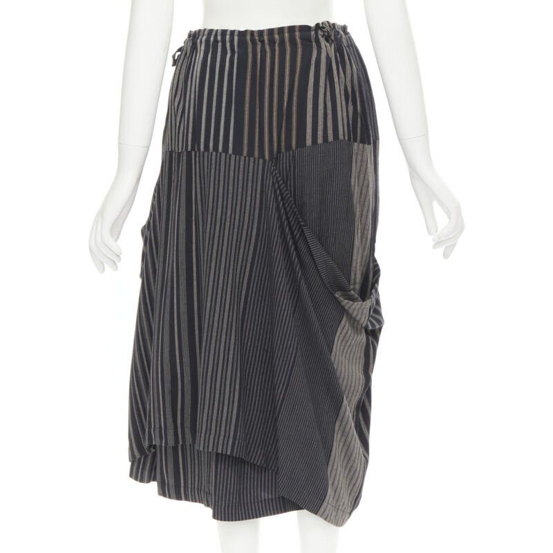 Comme des Garcons COMME DES GARCONS 1980's Vintage grey stripes deconstructed draped layered skirt Size 27" / US 4 / IT 40 - 4 Thumbnail