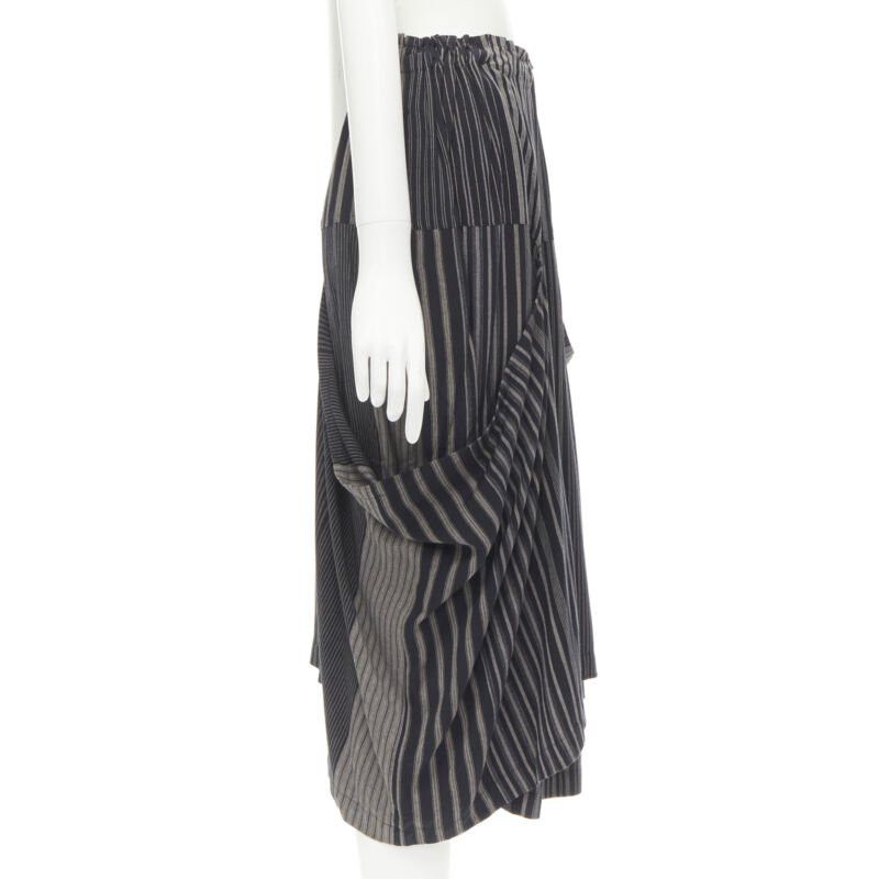 Comme des Garcons COMME DES GARCONS 1980's Vintage grey stripes deconstructed draped layered skirt Size 27" / US 4 / IT 40 - 3 Thumbnail