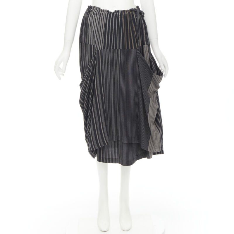 Comme des Garcons COMME DES GARCONS 1980's Vintage grey stripes deconstructed draped layered skirt Size 27" / US 4 / IT 40 - 9 Thumbnail